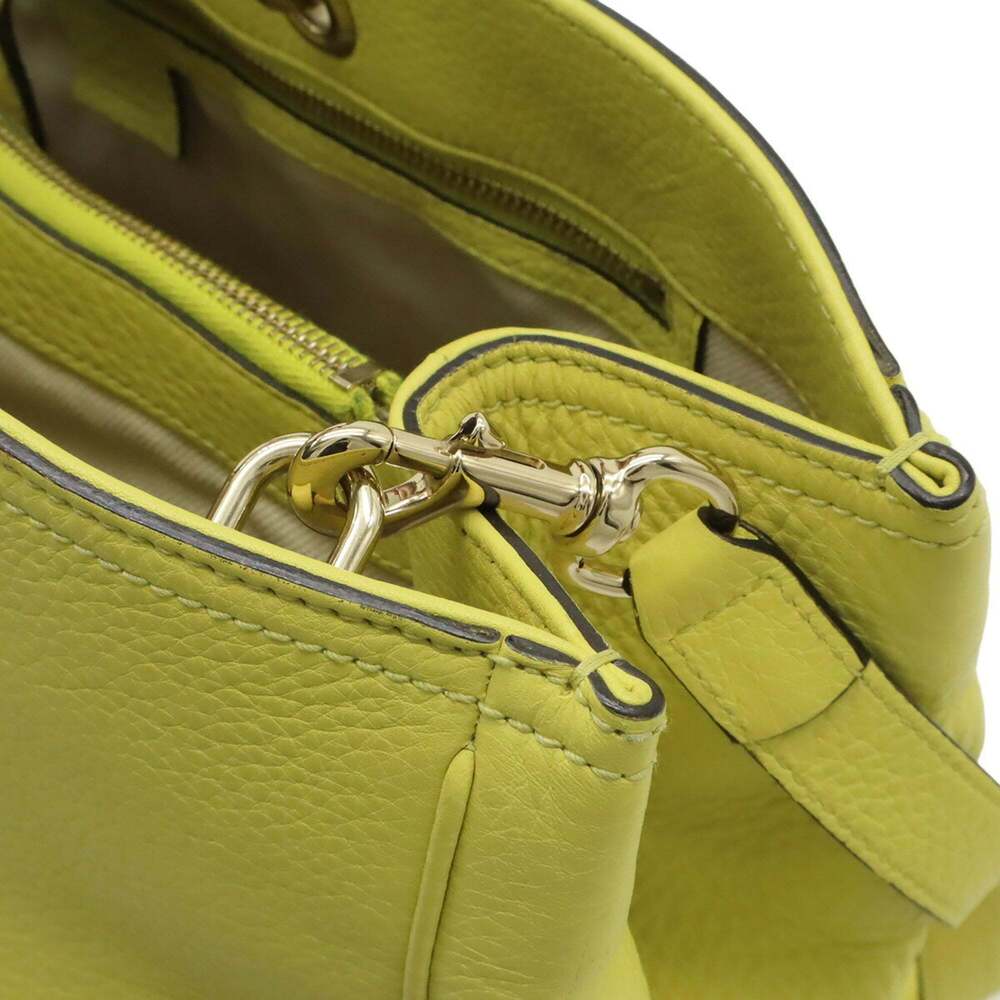 GUCCI Authentic Yellow Leather Bamboo Shoulder Bag - Picture 6 of 10